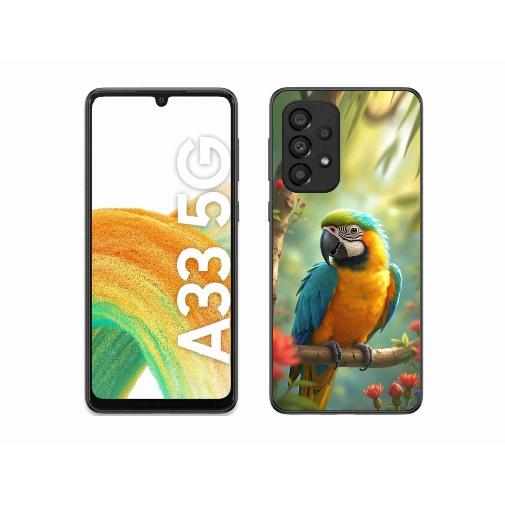 Gélový kryt mmCase na Samsung Galaxy A33 - papagáj ara modrožltá