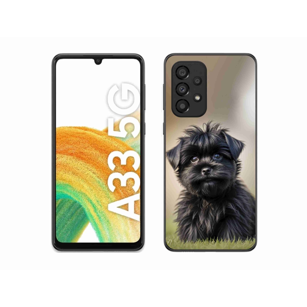 Gélový kryt mmCase na Samsung Galaxy A33 - roztomilý čierny psík