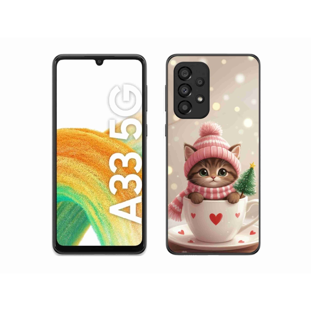 Gélový kryt mmCase na Samsung Galaxy A33 - vianočné mačiatko v hrnčeku
