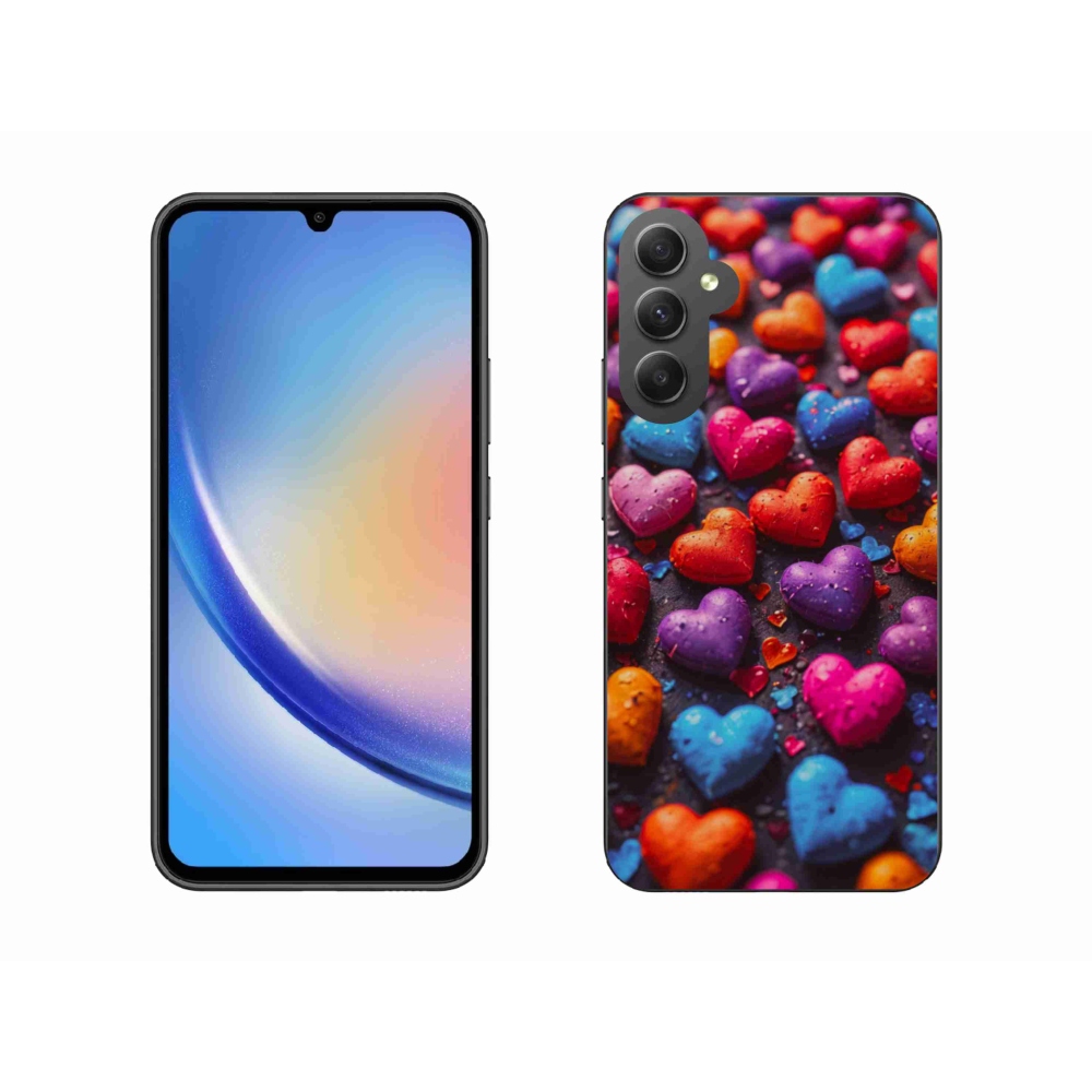 Gélový kryt mmCase na Samsung Galaxy A34 5G - farebné srdcia