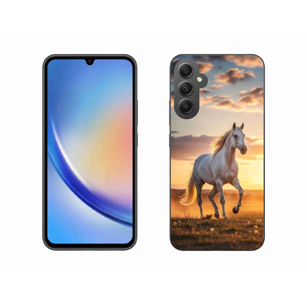 Gélový kryt mmCase na Samsung Galaxy A34 5G - bežiaci biely kôň 2