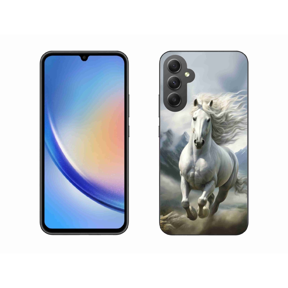 Gélový kryt mmCase na Samsung Galaxy A34 5G - bežiaci biely kôň 3