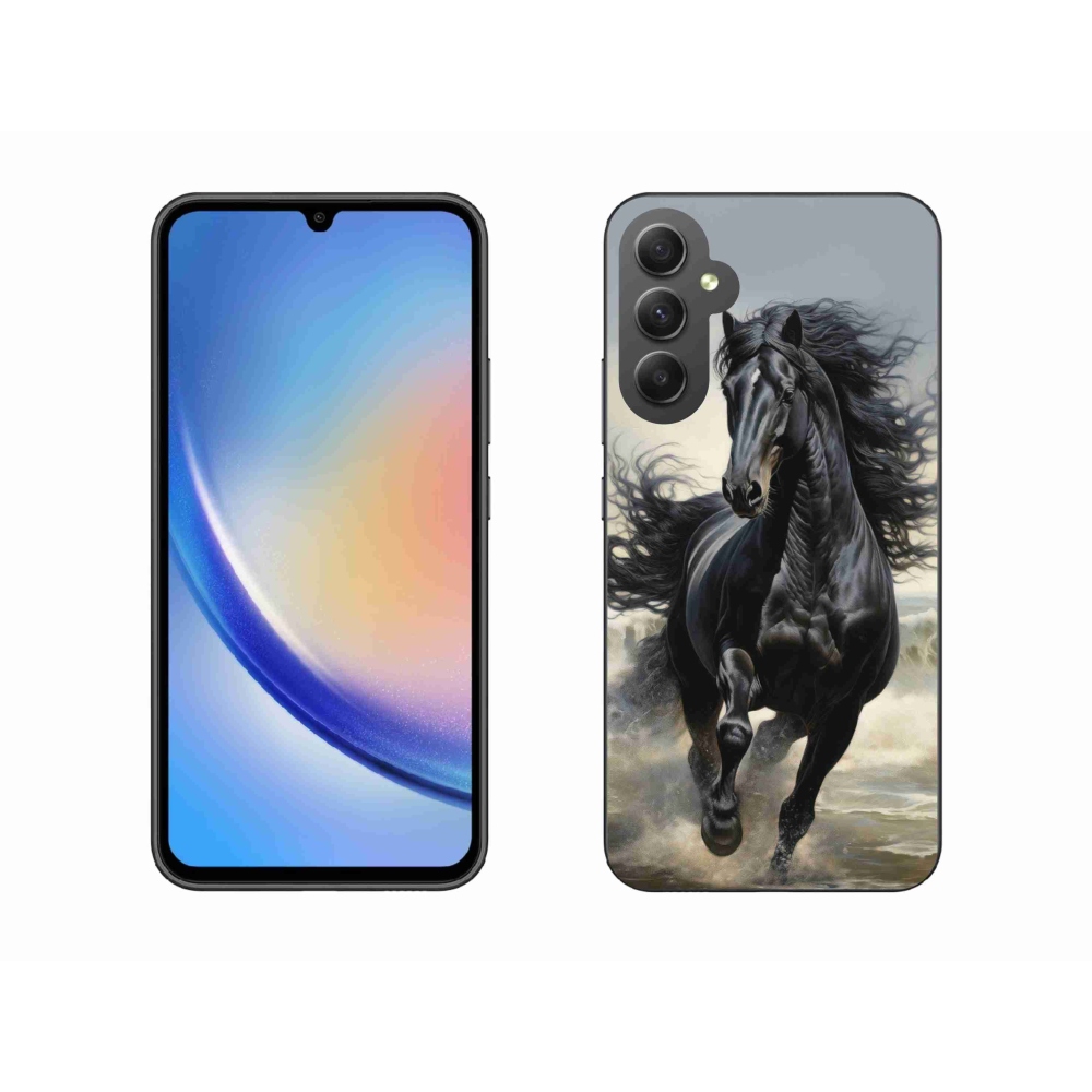 Gélový kryt mmCase na Samsung Galaxy A34 5G - bežiaci čierny kôň