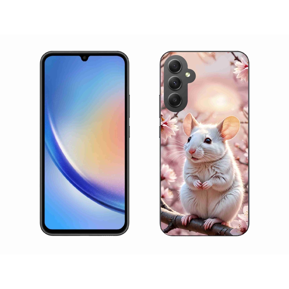 Gélový kryt mmCase na Samsung Galaxy A34 5G - biela myš na vetve