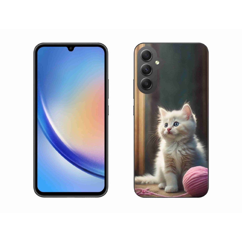 Gélový kryt mmCase na Samsung Galaxy A34 5G - biele mačiatko 2