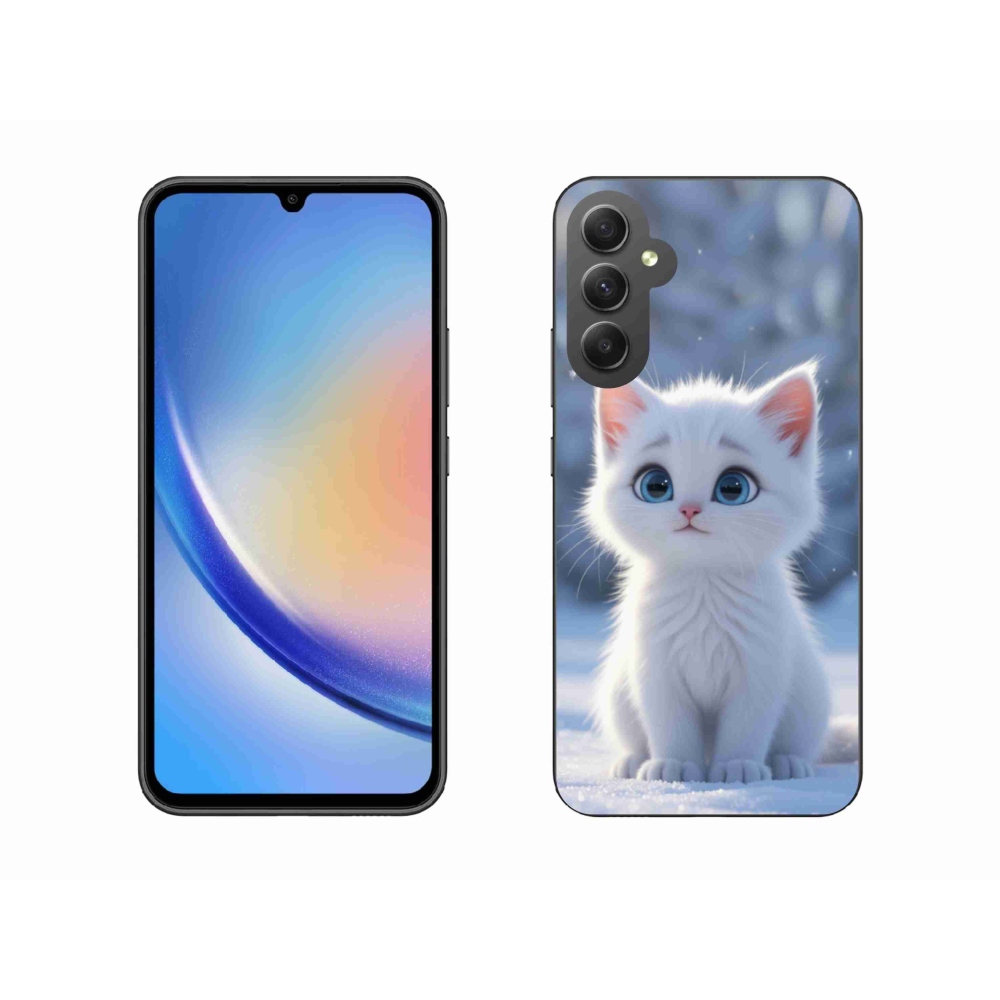 Gélový kryt mmCase na Samsung Galaxy A34 5G - biele mačiatko 3