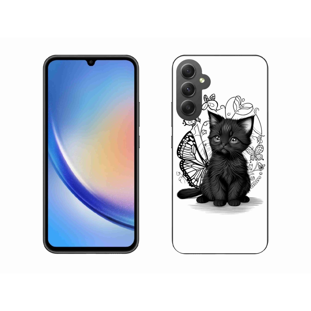 Gélový kryt mmCase na Samsung Galaxy A34 5G - čierne mačiatko
