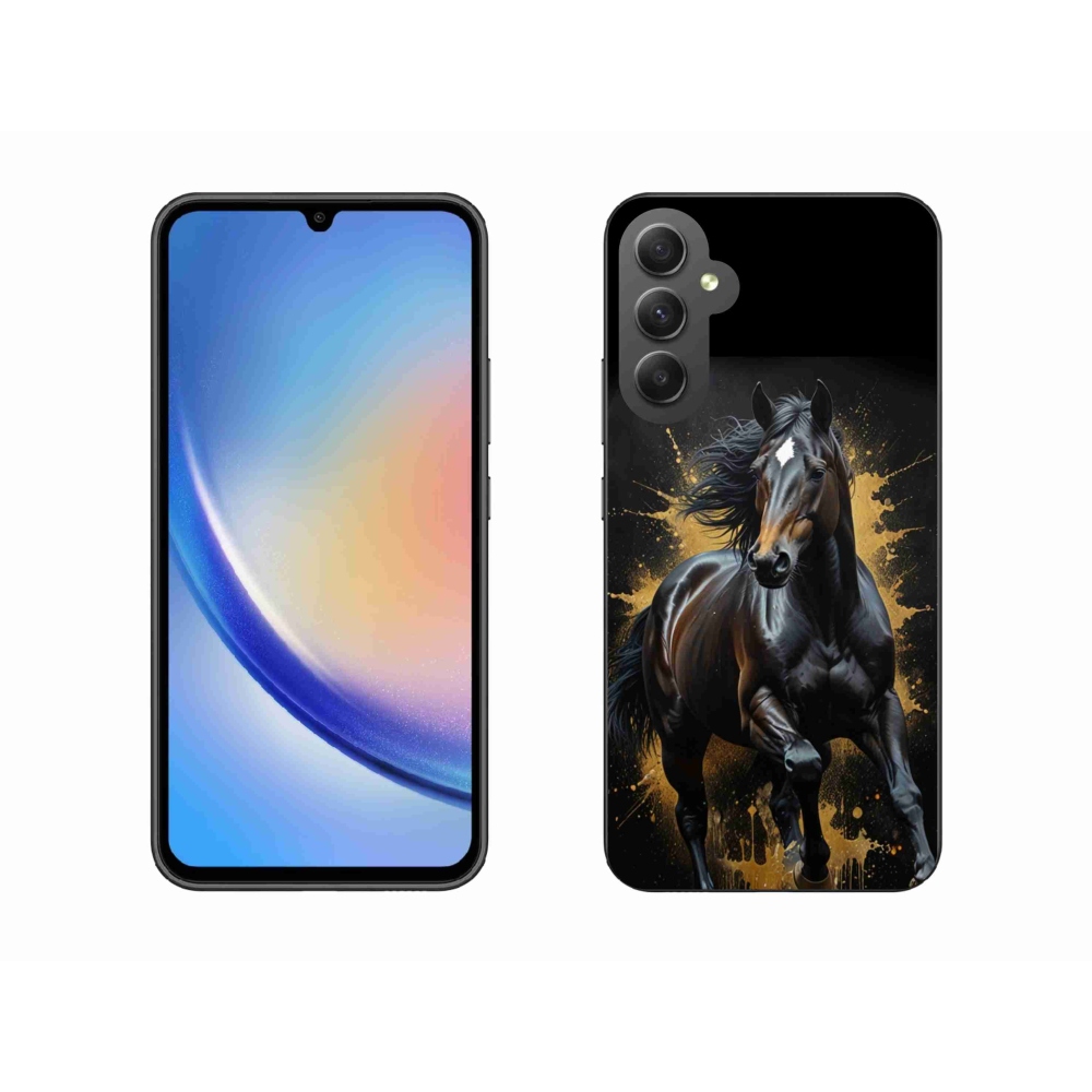 Gélový kryt mmCase na Samsung Galaxy A34 5G - elegantný čierny žrebec