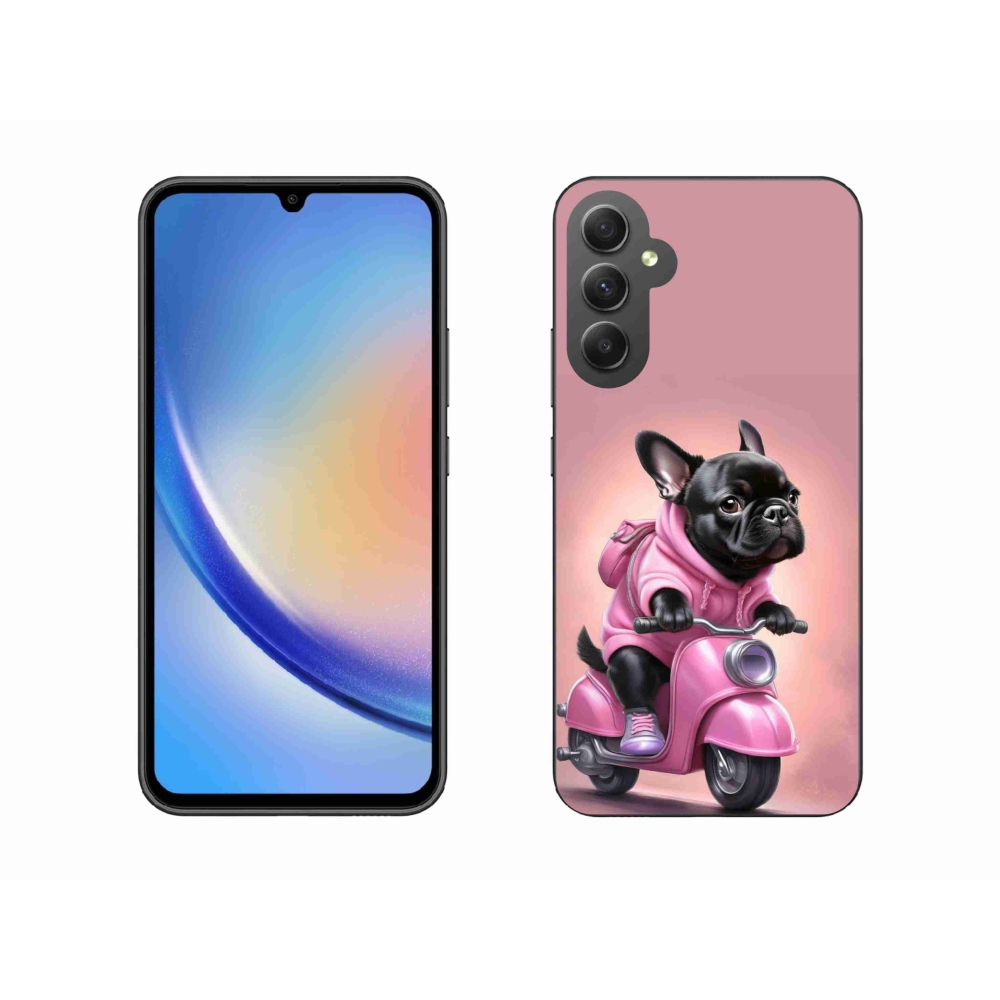 Gélový kryt mmCase na Samsung Galaxy A34 5G - francúzsky buldoček na skútri