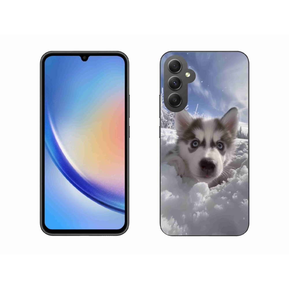 Gélový kryt mmCase na Samsung Galaxy A34 5G - husky v snehu