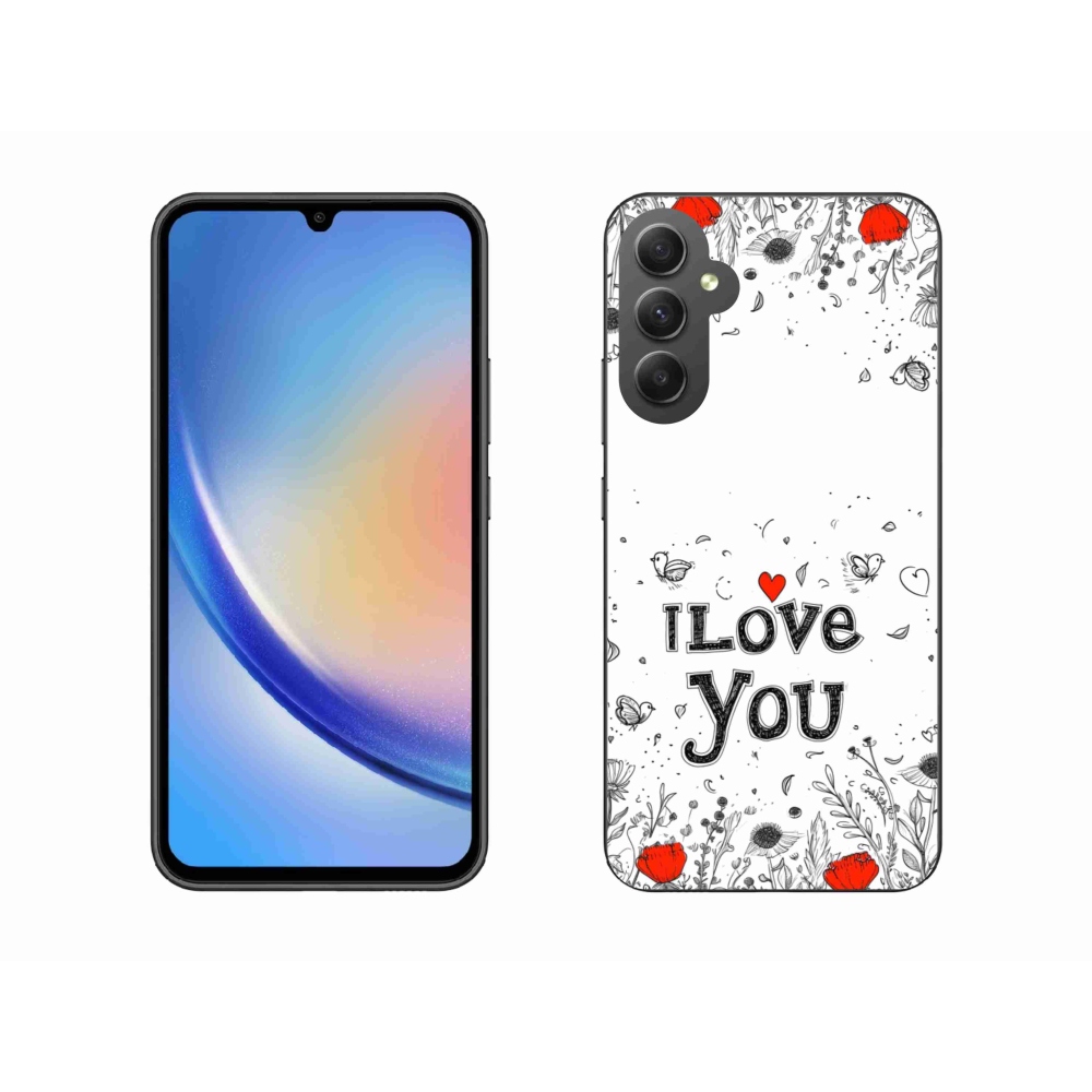 Gélový kryt mmCase na Samsung Galaxy A34 5G - I love you biele pozadie