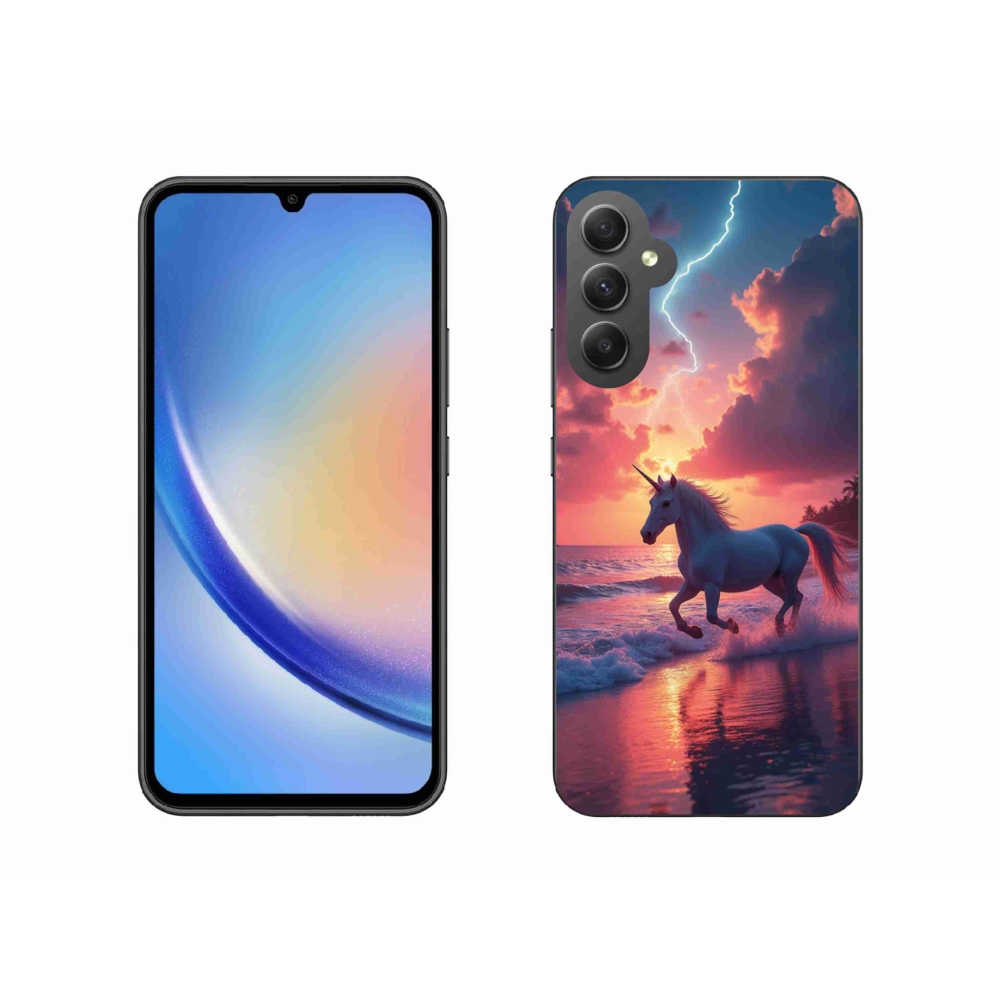 Gélový kryt mmCase na Samsung Galaxy A34 5G - jednorožec na pláži