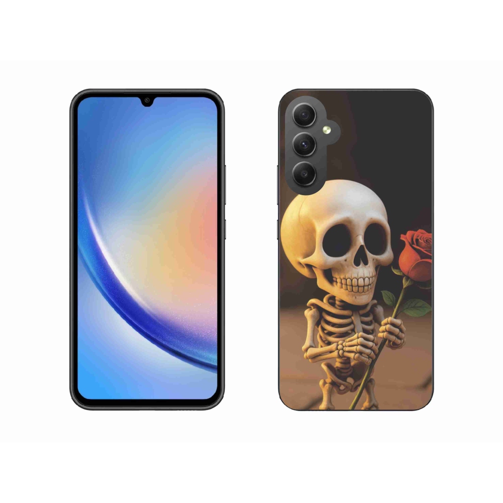 Gélový kryt mmCase na Samsung Galaxy A34 5G - kostlivec s ružou