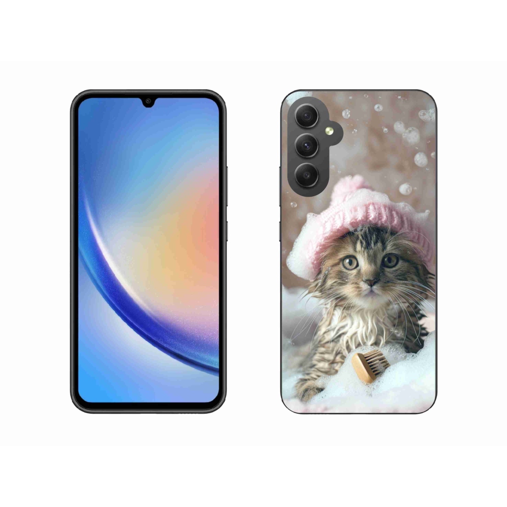 Gélový kryt mmCase na Samsung Galaxy A34 5G - mačiatko a kúpeľ