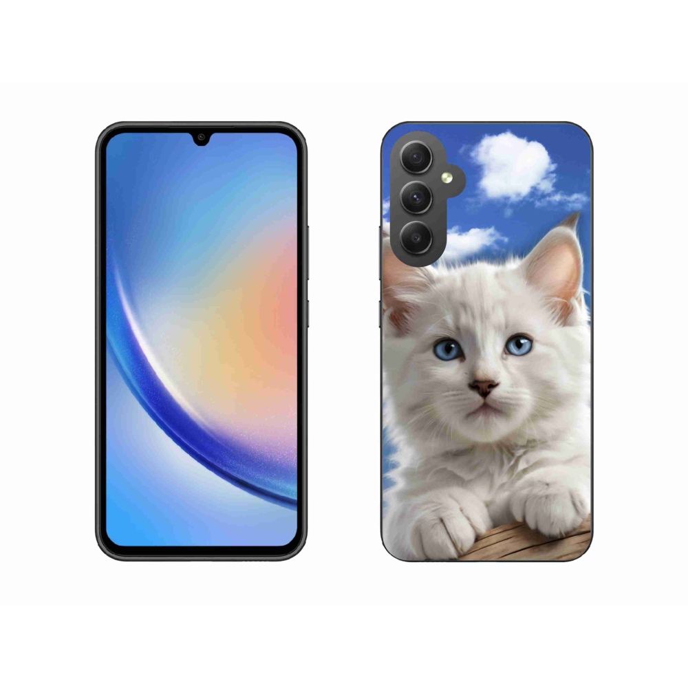 Gélový kryt mmCase na Samsung Galaxy A34 5G - mačiatko a oblaky