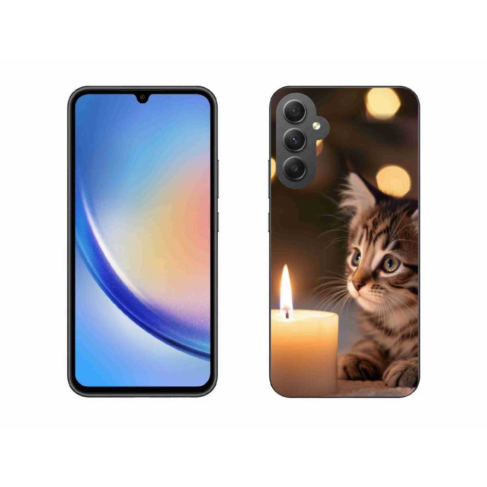 Gélový kryt mmCase na Samsung Galaxy A34 5G - mačiatko a sviečka