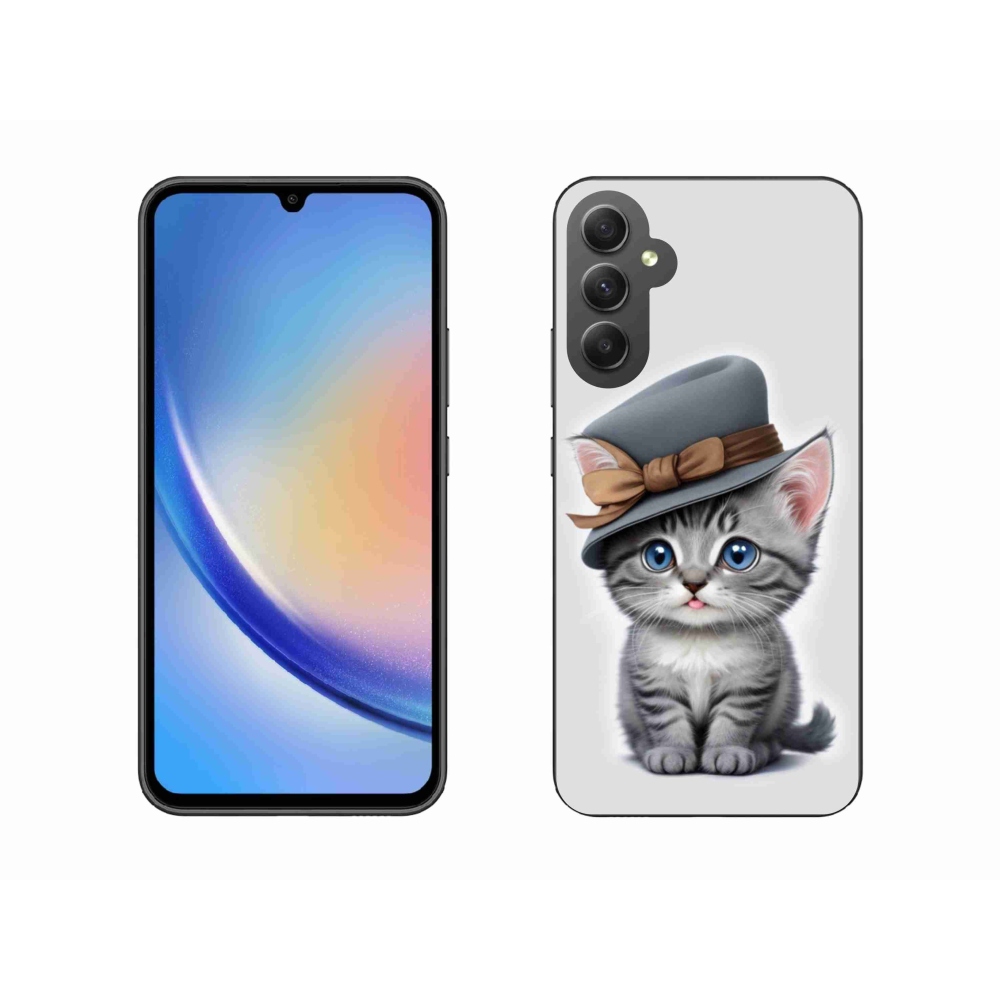 Gélový kryt mmCase na Samsung Galaxy A34 5G - mačiatko s klobúkom