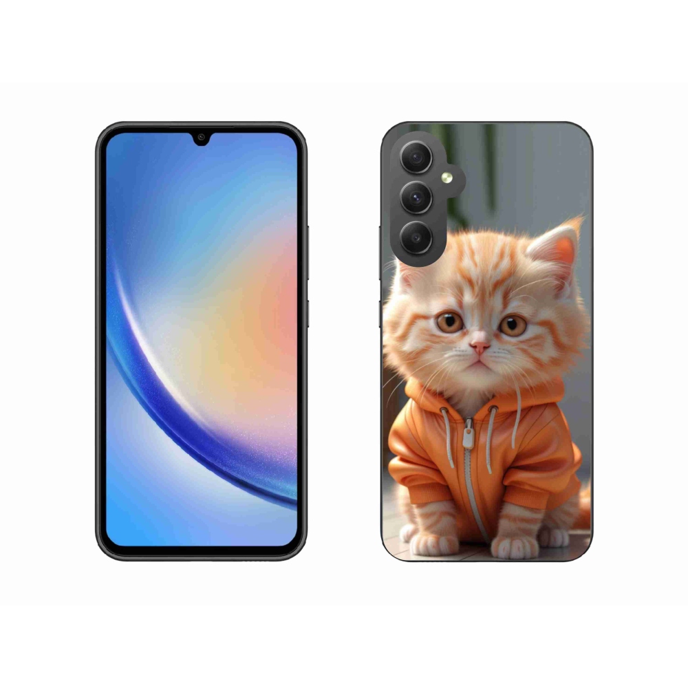 Gélový kryt mmCase na Samsung Galaxy A34 5G - mačiatko v mikine