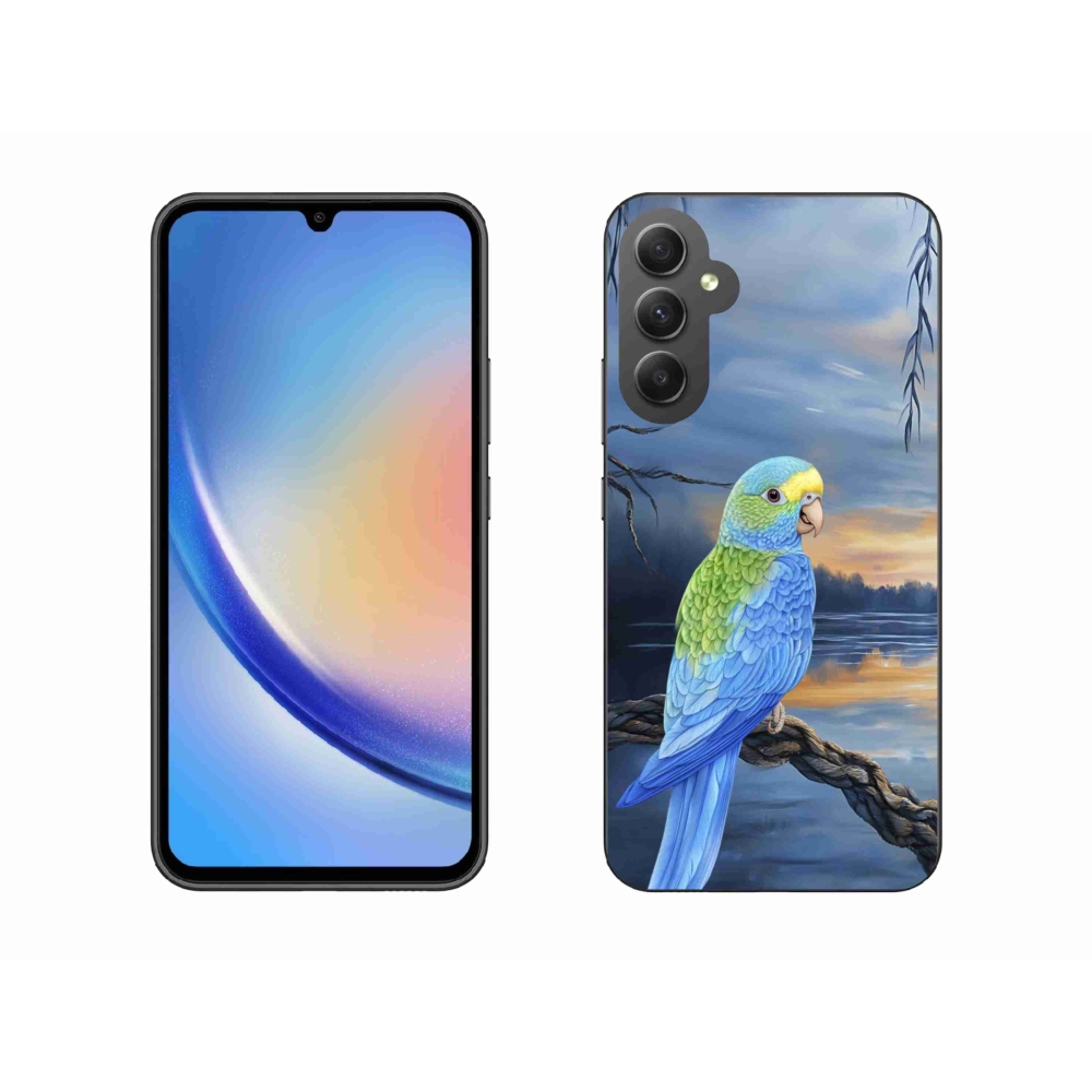 Gélový kryt mmCase na Samsung Galaxy A34 5G - modrý papagáj