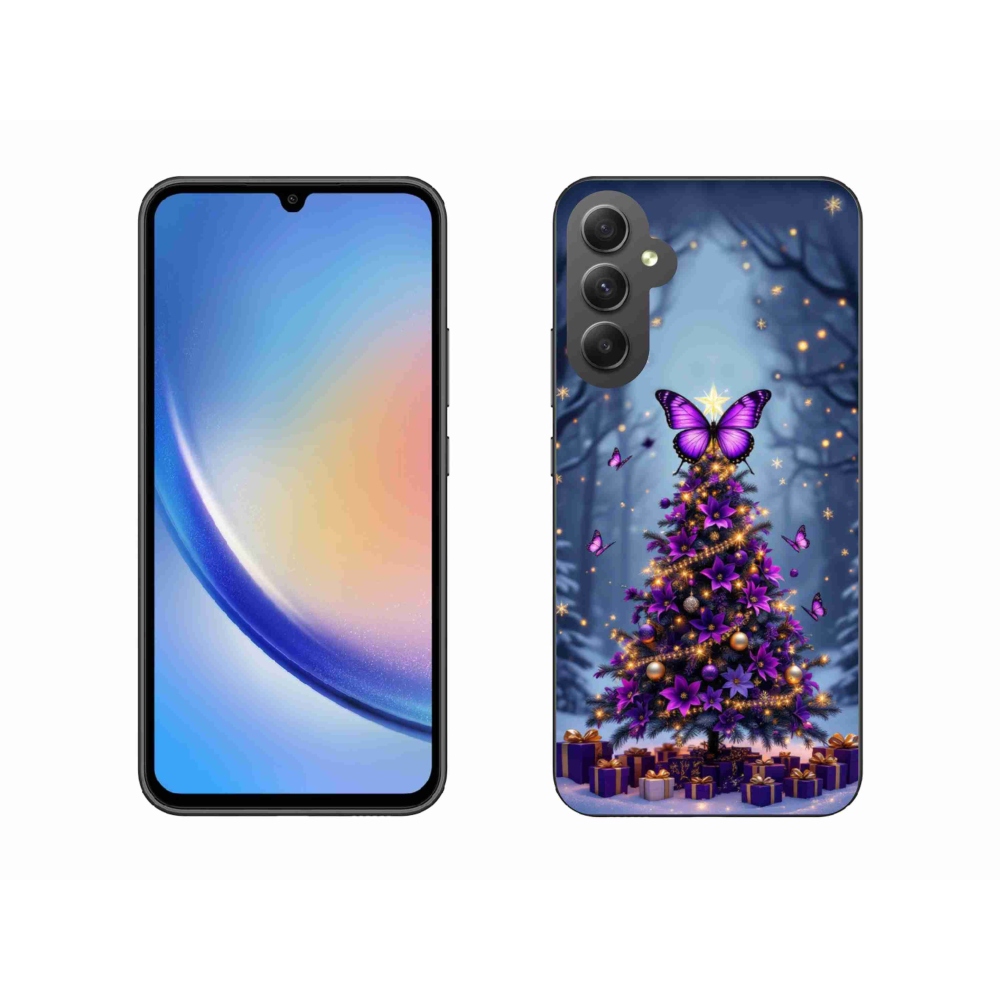 Gélový kryt mmCase na Samsung Galaxy A34 5G - motýlí vianočný stromček