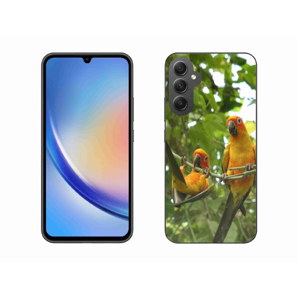 Gélový kryt mmCase na Samsung Galaxy A34 5G - papagáje aratingy