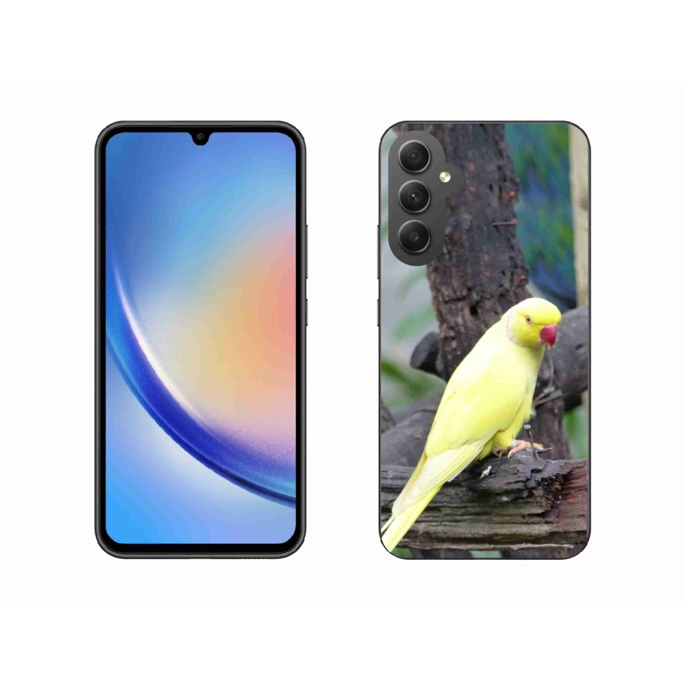 Gélový kryt mmCase na Samsung Galaxy A34 5G - papagáj alexander žltý