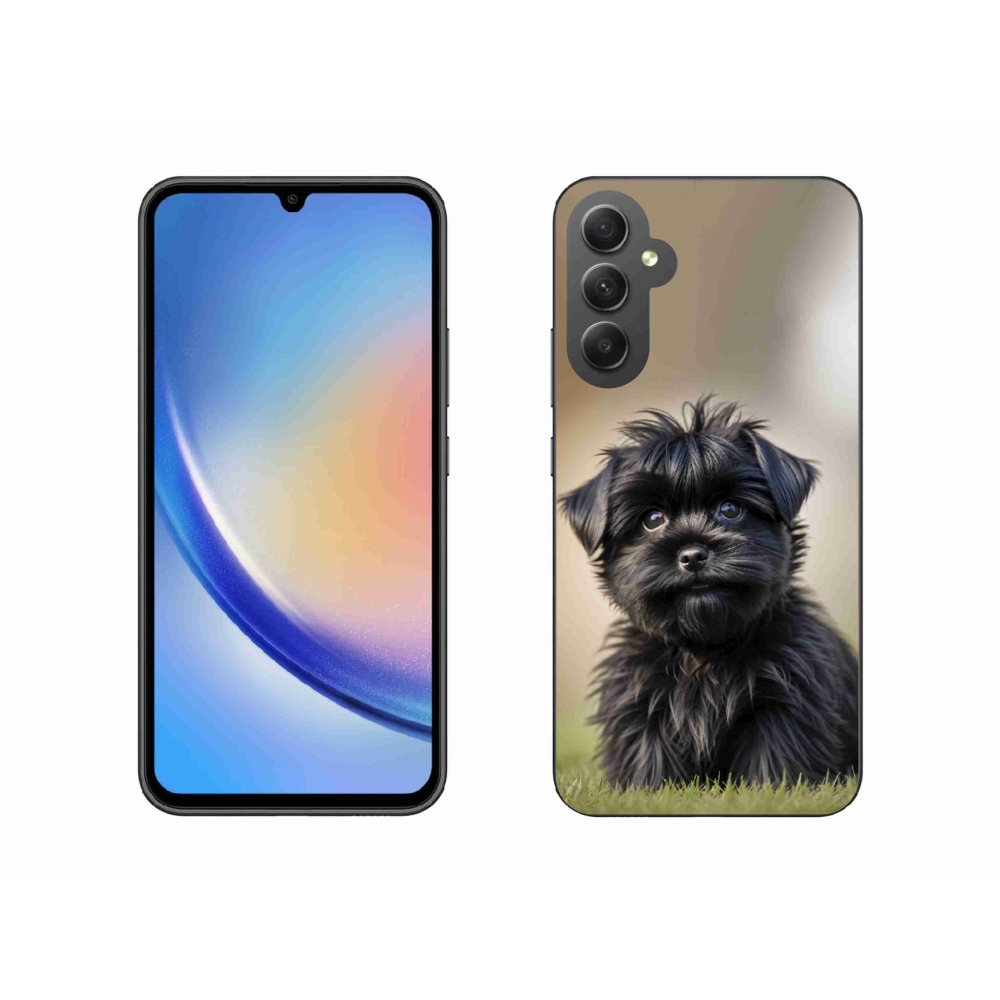 Gélový kryt mmCase na Samsung Galaxy A34 5G - roztomilý čierny psík