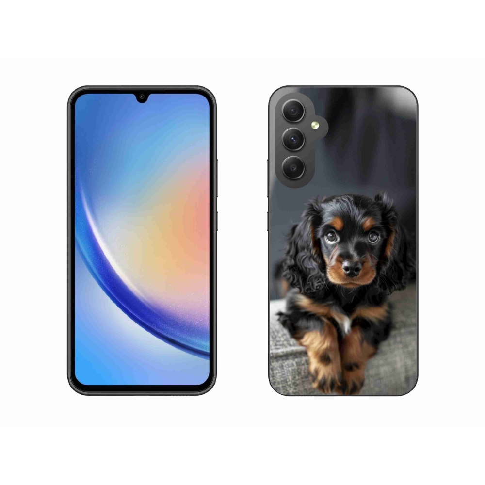 Gélový kryt mmCase na Samsung Galaxy A34 5G - roztomilý dlhosrstý jazvečík