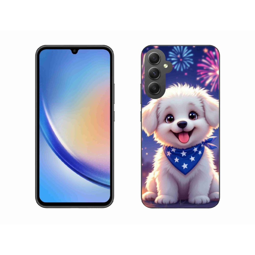 Gélový kryt mmCase na Samsung Galaxy A34 5G - slávnostné šteňa