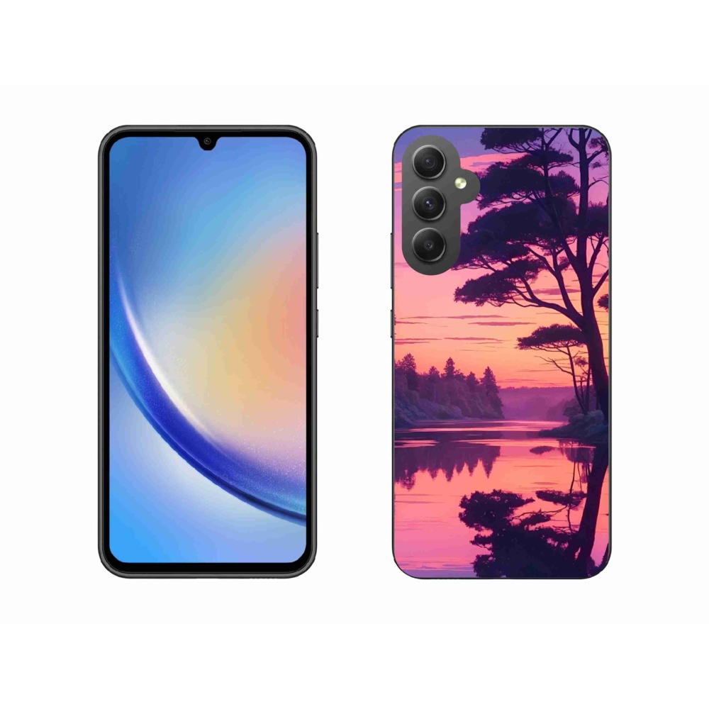 Gélový kryt mmCase na Samsung Galaxy A34 5G - západ slnka nad jazerom