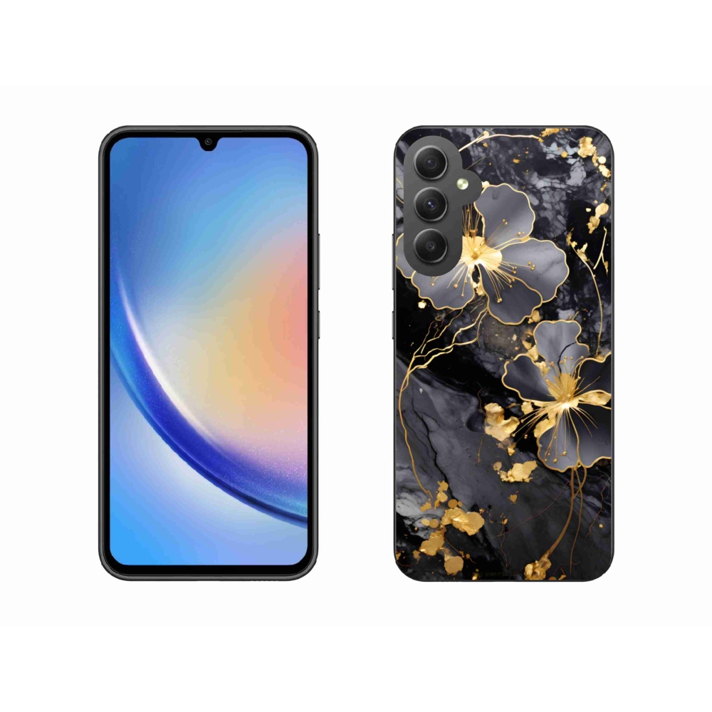 Gélový kryt mmCase na Samsung Galaxy A34 5G - zlaté kvety