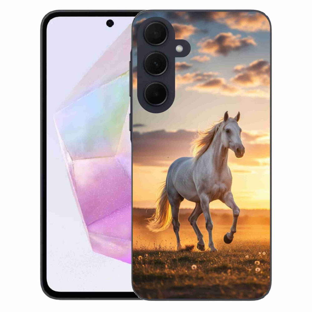 Gélový kryt mmCase na Samsung Galaxy A35 5G - bežiaci biely kôň 2
