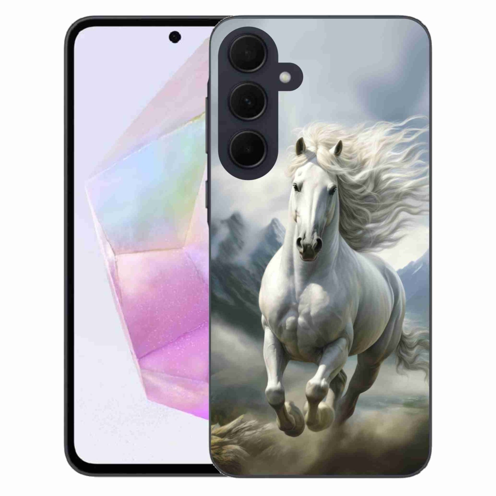 Gélový kryt mmCase na Samsung Galaxy A35 5G - bežiaci biely kôň 3