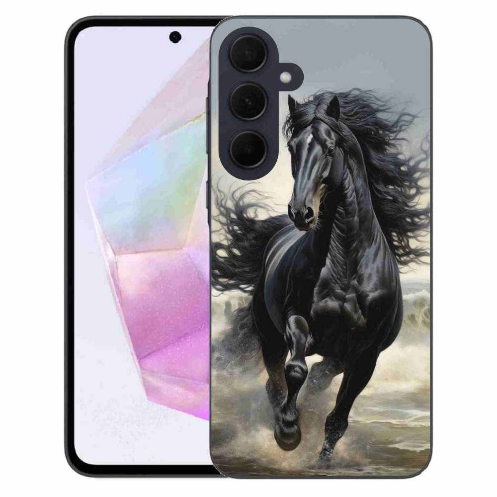 Gélový kryt mmCase na Samsung Galaxy A35 5G - bežiaci čierny kôň