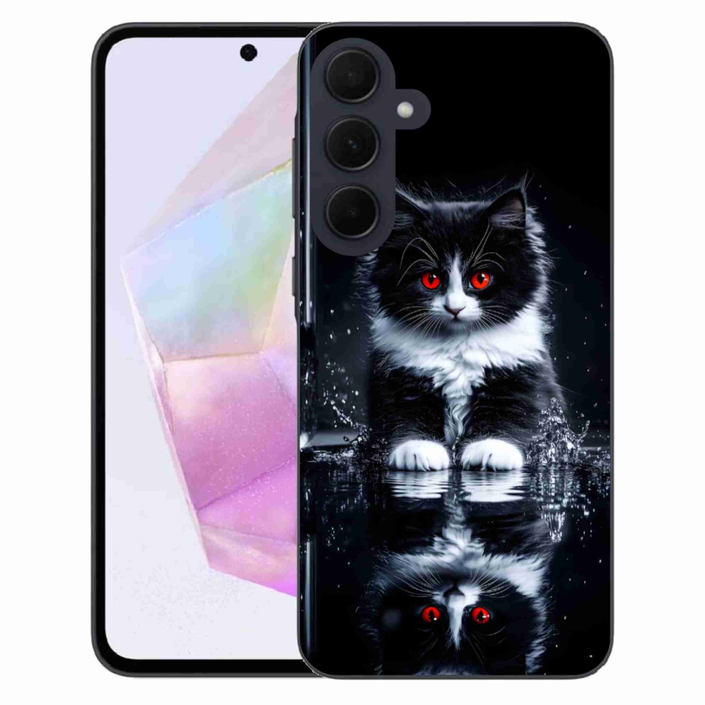 Gélový kryt mmCase na Samsung Galaxy A35 5G - čiernobiele mačiatko