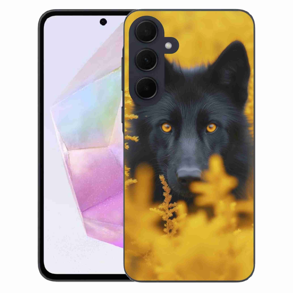 Gélový kryt mmCase na Samsung Galaxy A35 5G - čierny vlk 2