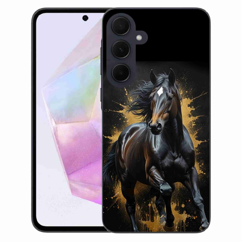 Gélový kryt mmCase na Samsung Galaxy A35 5G - elegantný čierny žrebec