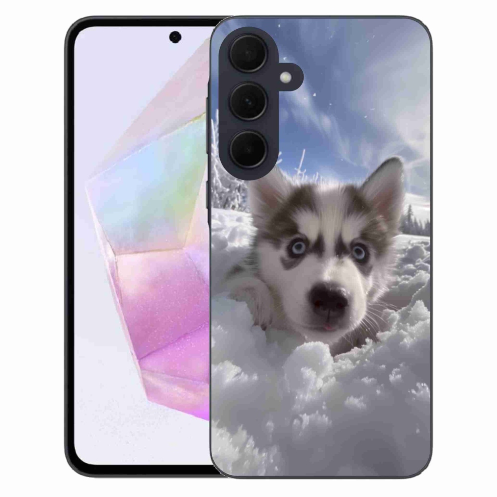 Gélový kryt mmCase na Samsung Galaxy A35 5G - husky v snehu