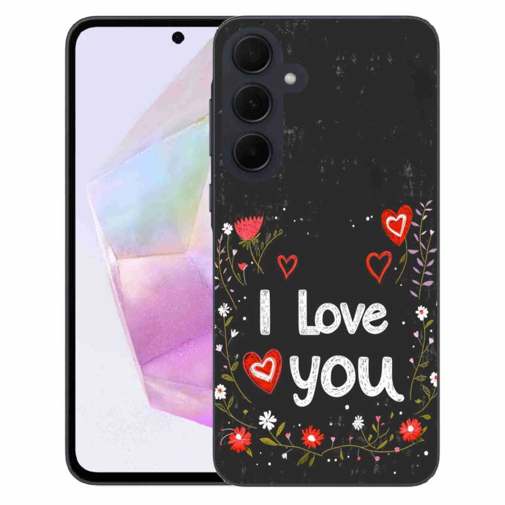 Gélový kryt mmCase na Samsung Galaxy A35 5G - I love you čierne pozadie