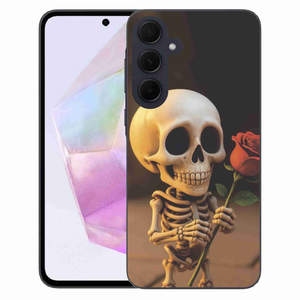 Gélový kryt mmCase na Samsung Galaxy A35 5G - kostlivec s ružou