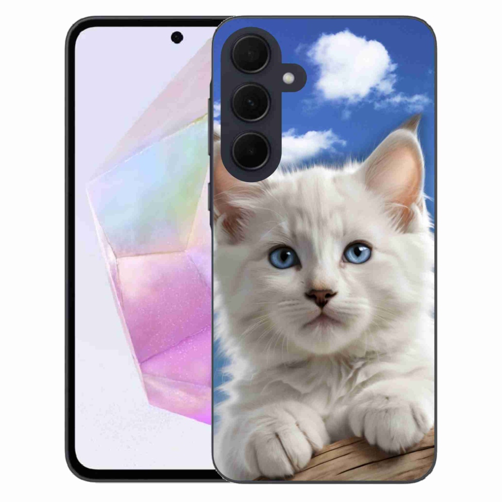 Gélový kryt mmCase na Samsung Galaxy A35 5G - mačiatko a oblaky
