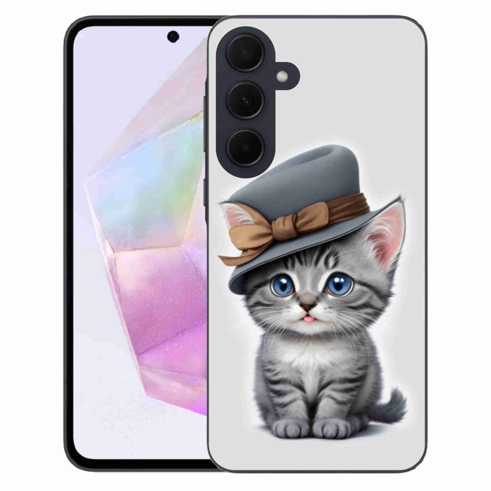 Gélový kryt mmCase na Samsung Galaxy A35 5G - mačiatko s klobúkom