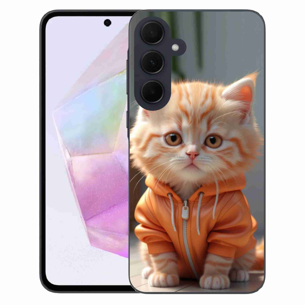 Gélový kryt mmCase na Samsung Galaxy A35 5G - mačiatko v mikine