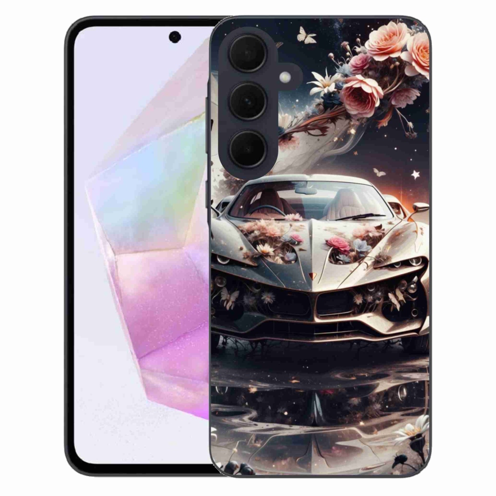 Gélový kryt mmCase na Samsung Galaxy A35 5G - kvetinový športový automobil