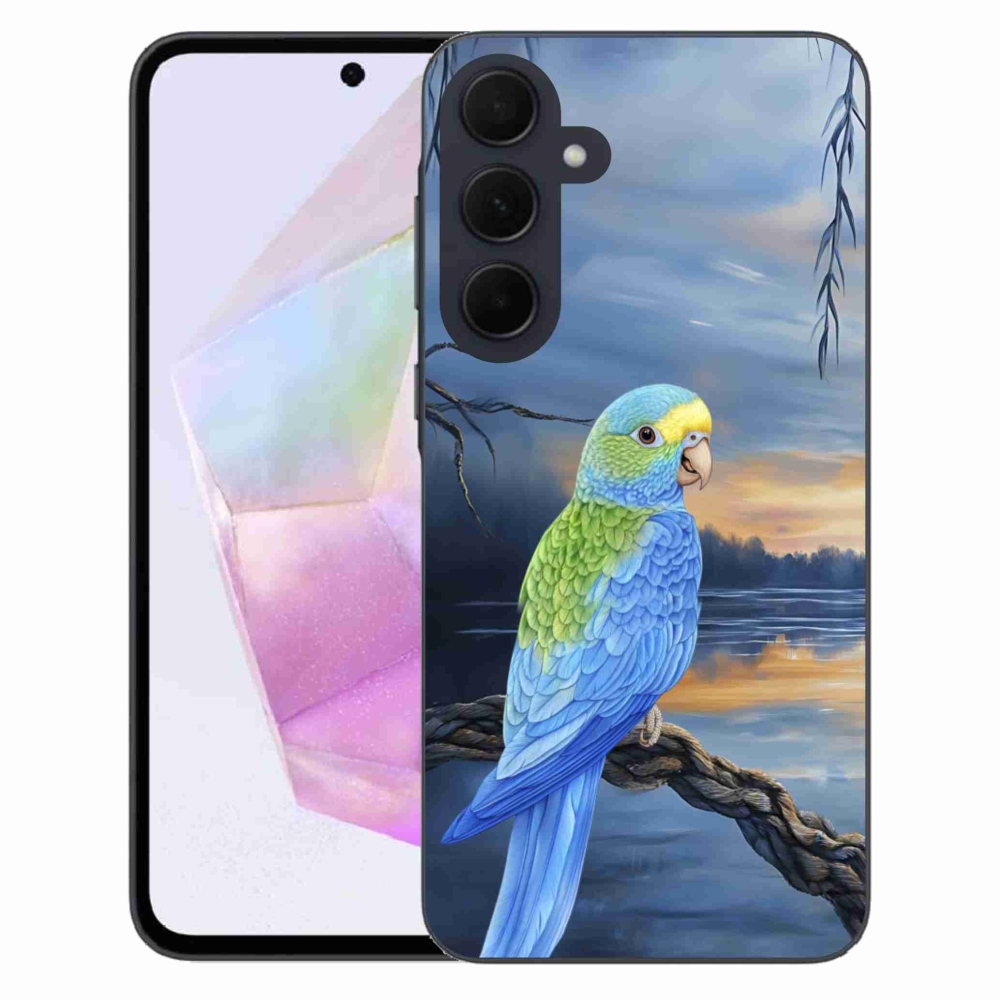 Gélový kryt mmCase na Samsung Galaxy A35 5G - modrý papagáj