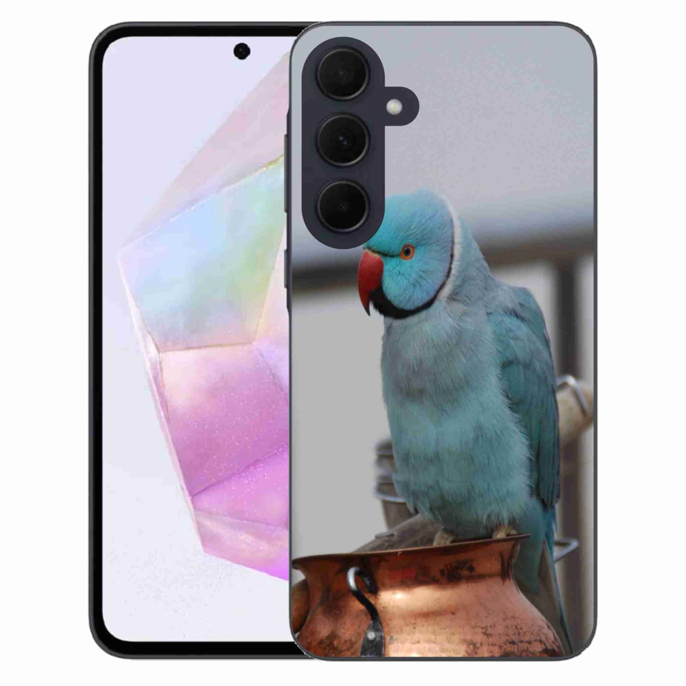 Gélový kryt mmCase na Samsung Galaxy A35 5G - papagáj alexander modrý