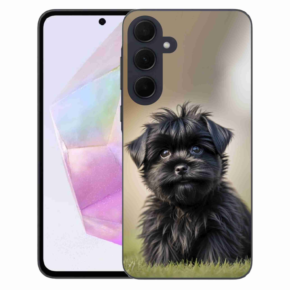 Gélový kryt mmCase na Samsung Galaxy A35 5G - roztomilý čierny psík