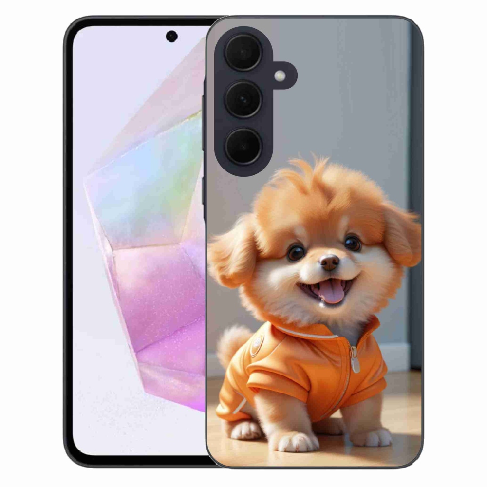 Gélový kryt mmCase na Samsung Galaxy A35 5G - roztomilý pomeranian v mikine