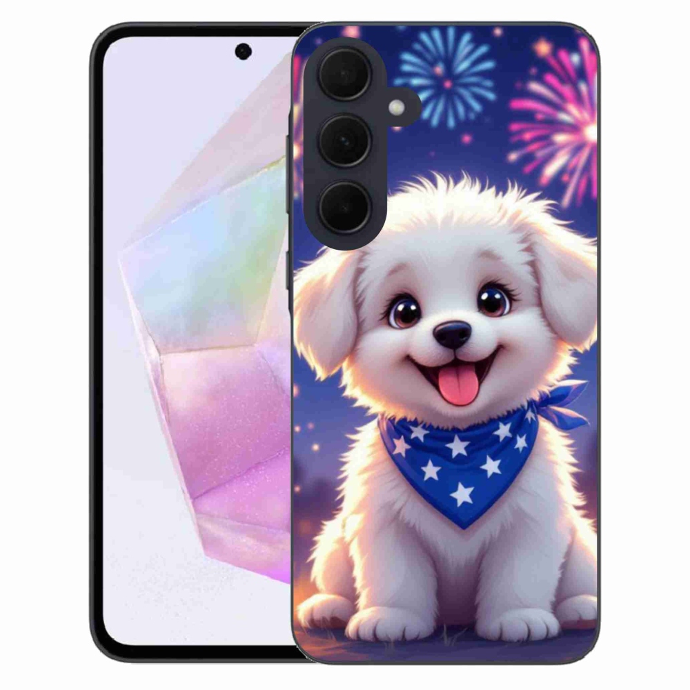 Gélový kryt mmCase na Samsung Galaxy A35 5G - slávnostné šteňa
