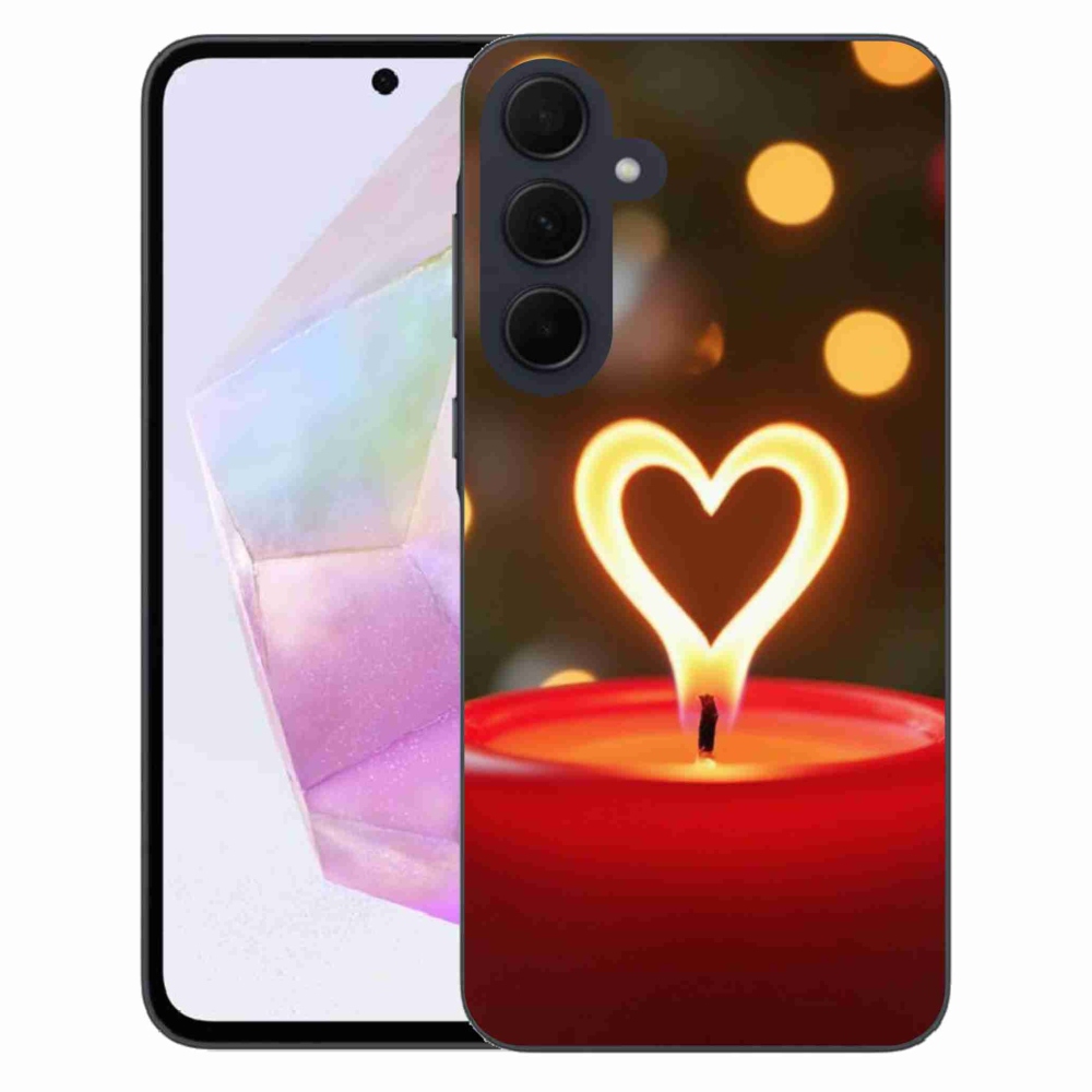 Gélový kryt mmCase na Samsung Galaxy A35 5G - srdce z plameňa